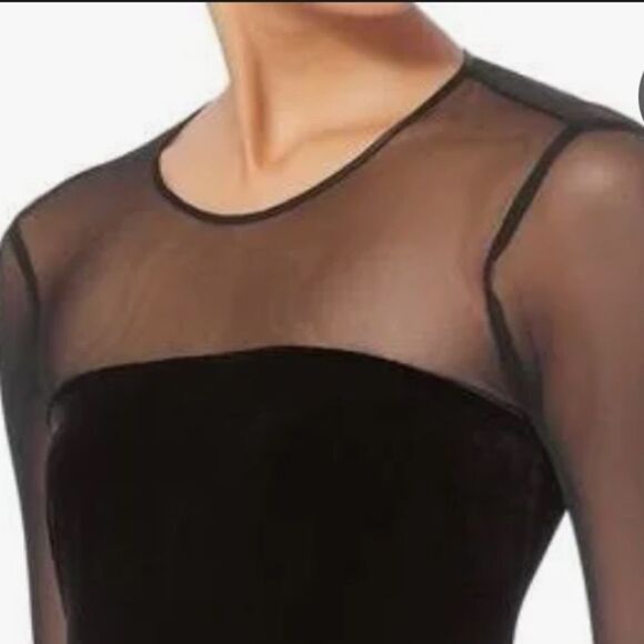 NWT Cinq a Sept Black Velvet/Mesh Bodysuit Small - Picture 3 of 13